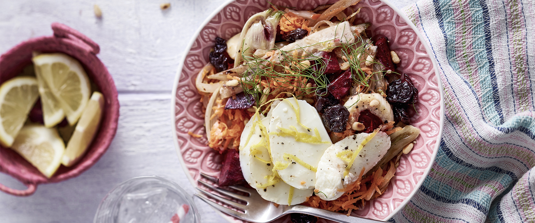 Lauwarmer Knuspersalat mit mariniertem Mozzarella