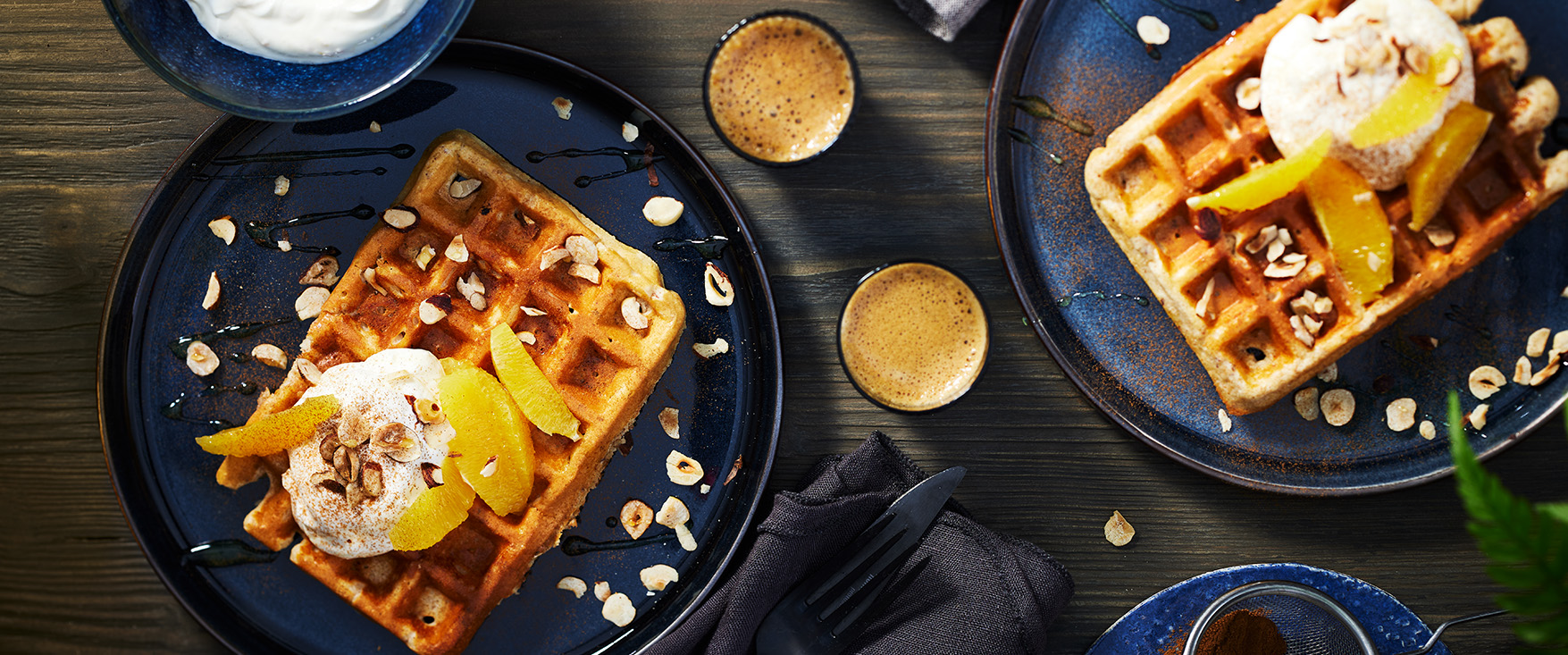 Low Carb Waffeln mit Orangen